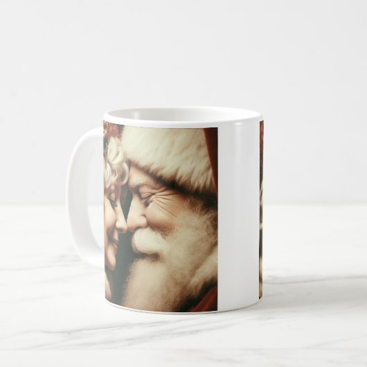 De Kerstman en mevrouw Claus wrijven over de neuze Koffiemok (Voorkant links)