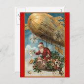 De Kerstman en zijn blimp Feestdagenkaart (Voorkant / Achterkant)