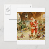 De Kerstman en zijn Elf in de Stal van het Rendier Feestdagenkaart (Voorkant / Achterkant)