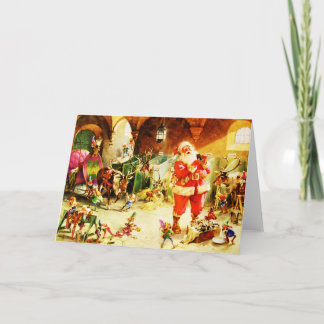De Kerstman en zijn elfen in de Noordpool Stallen Feestdagen Kaart