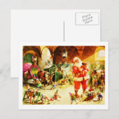 De Kerstman en zijn elfen in de Noordpool Stallen Feestdagenkaart (Voorkant / Achterkant)