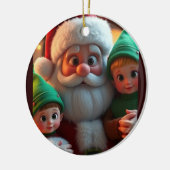 De Kerstman en zijn elven Keramisch Ornament (Links)