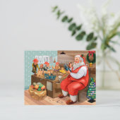 De Kerstman en zijn Elves in de Workshop Feestdagenkaart (Staand voorkant)