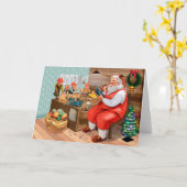 De Kerstman en zijn Elves in de Workshop Kaart (Gele Bloem)