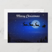 De Kerstman en zijn herders vliegen 's nachts. Feestdagenkaart (Voorkant / Achterkant)