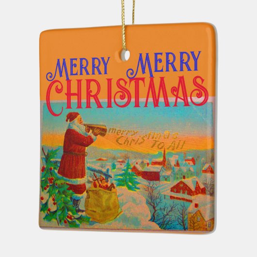 De kerstman en zijn Kerst Hoorn Ornament (Links)