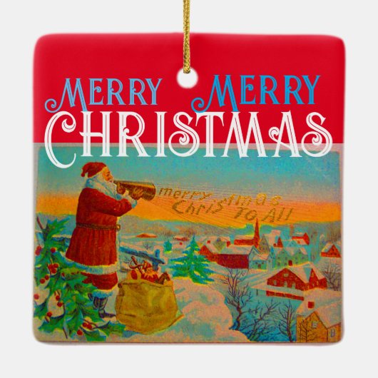 De kerstman en zijn Kerst Hoorn Ornament (Achterkant)