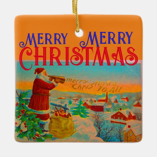 De kerstman en zijn Kerst Hoorn Ornament (Voorkant)