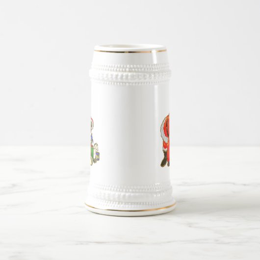 De kerstman en zijn kerstcadeautjes bierpul (Center)