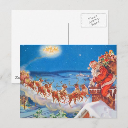 De Kerstman en zijn Machtig Rendier Feestdagenkaart (Voorkant / Achterkant)