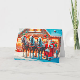 De Kerstman en zijn paarden staan buiten zijn werk Feestdagen Kaart