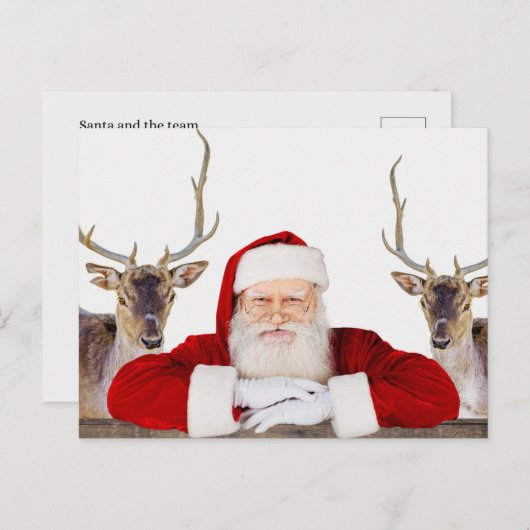 De kerstman en zijn rendier - Briefkaart (Voorkant / Achterkant)