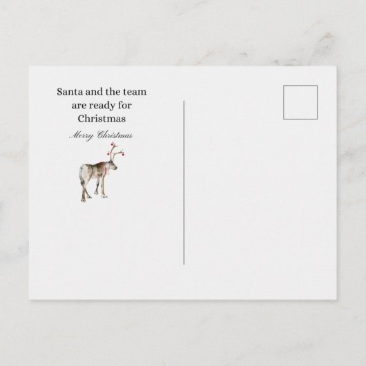 De kerstman en zijn rendier - Briefkaart (Achterkant)