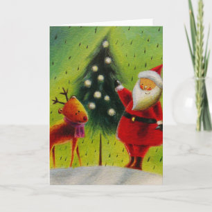 De Kerstman en zijn rendier Feestdagen Kaart