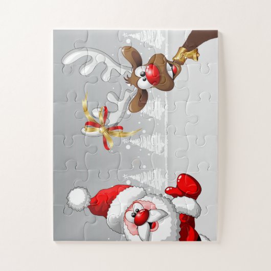 De Kerstman en zijn rendier Rudolph Easy Jigzaag P Legpuzzel (Verticaal)