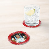 De Kerstman en zijn rendieronderzetters Ronde Kartonnen Onderzetter (Insitu)