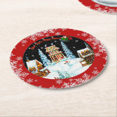 De Kerstman en zijn rendieronderzetters Ronde Kartonnen Onderzetter (Gebogen)