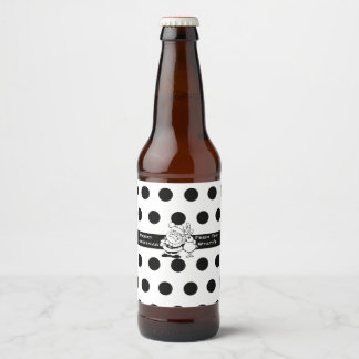 De Kerstman en zijn rendierzwarte en witte etikett Bier Etiket