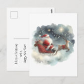 De Kerstman en zijn slee in de nachtelijke hemel Briefkaart (Voorkant / Achterkant)