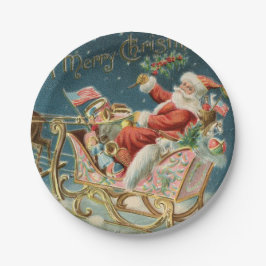 De kerstman en zijn slee klein papieren bordje