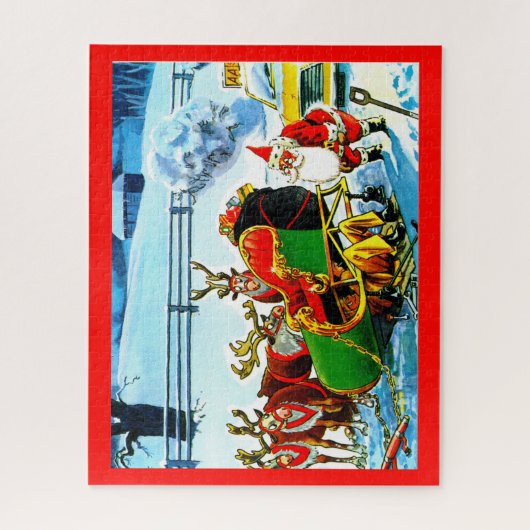 De kerstman en zijn slee legpuzzel (Verticaal)