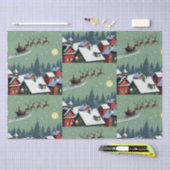 De Kerstman en zijn Sleigh Wrapping Paper Tissuepapier (Craft)