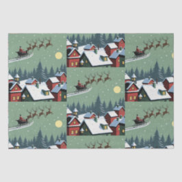 De Kerstman en zijn Sleigh Wrapping Paper Tissuepapier
