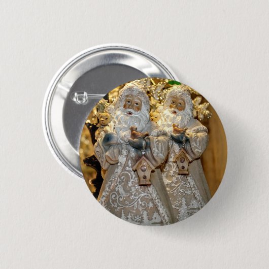 De Kerstman en zijn tweeling. Ronde Button 5,7 Cm (Voorkant /achterkant)