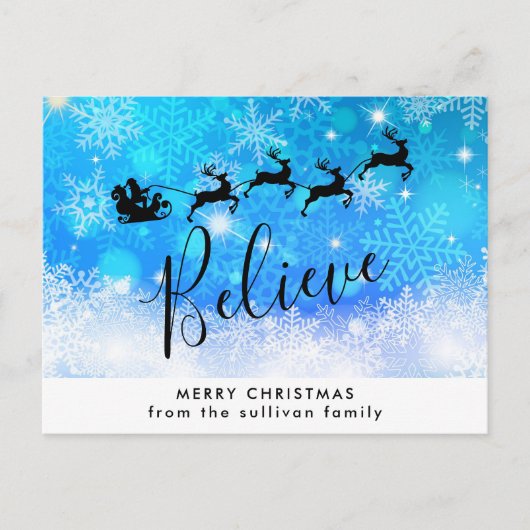 De Kerstman en zijn Vliegend Rendier - geloof Briefkaart (Voorkant)