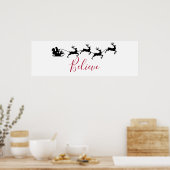 De Kerstman en zijn vliegende rendier geloven Poster (Keuken)