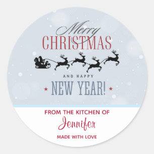 De kerstman en zijn vliegende rendierkeuken ronde sticker