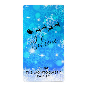 De Kerstman en zijn vliegende rendiertje - Believe Etiket