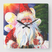 De Kerstman Fee Vierkante Klok (Voorkant)