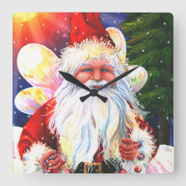 De Kerstman Fee Vierkante Klok