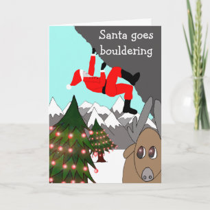 De kerstman gaat bouldering Kerstkaart Feestdagen Kaart