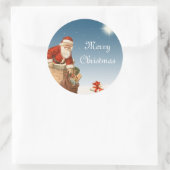 De Kerstman gaat naar beneden de schoorsteen  ontw Ronde Sticker (Tas)