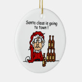 De kerstman gaat naar de stad keramisch ornament (Rechts)