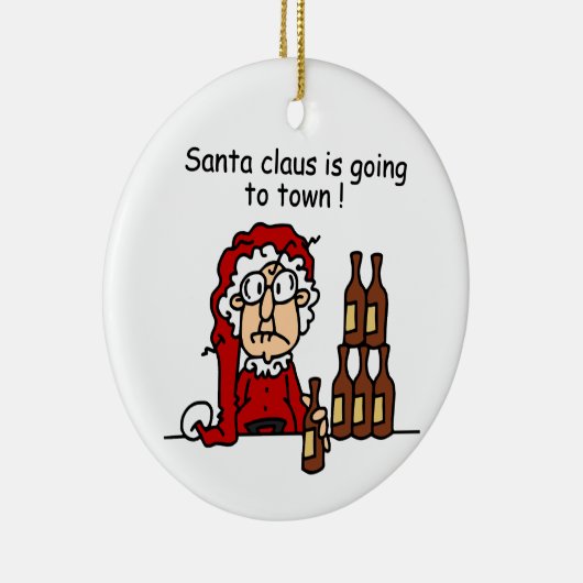 De kerstman gaat naar de stad keramisch ornament (Rechts)