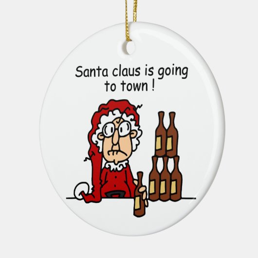 De kerstman gaat naar de stad keramisch ornament (Links)