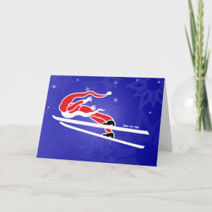 De kerstman gaat Schansspringen! Feestdagen Kaart
