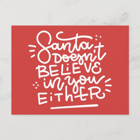 De Kerstman gelooft ook niet in jou Briefkaart (Voorkant)