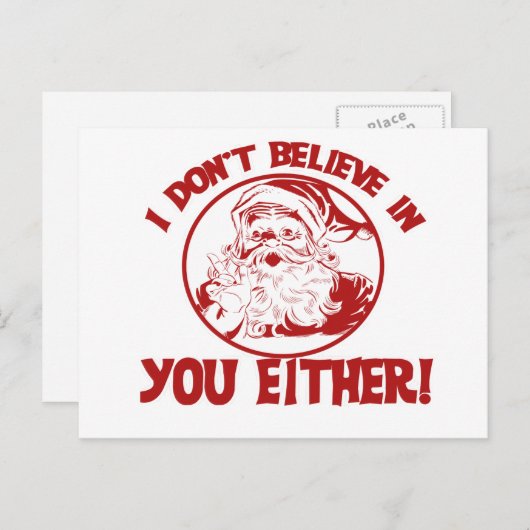 De kerstman gelooft ook niet in jou feestdagenkaart (Voorkant / Achterkant)