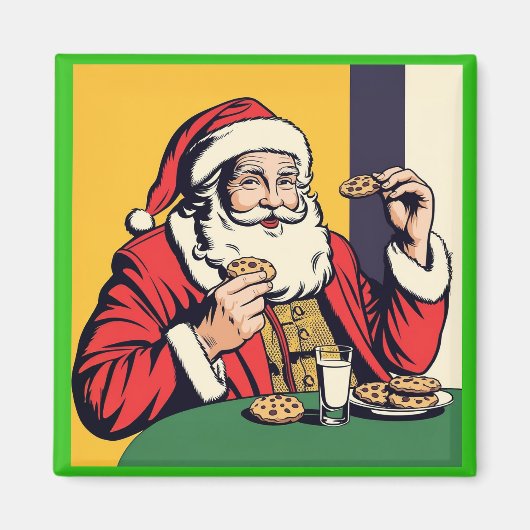 De Kerstman geniet van een hapje Magneet (Voorkant)