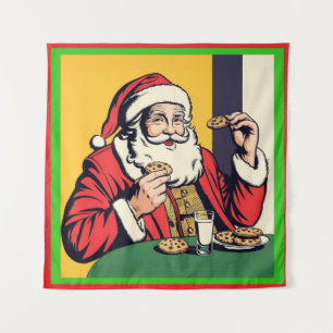 De Kerstman geniet van een hapje Wandkleed
