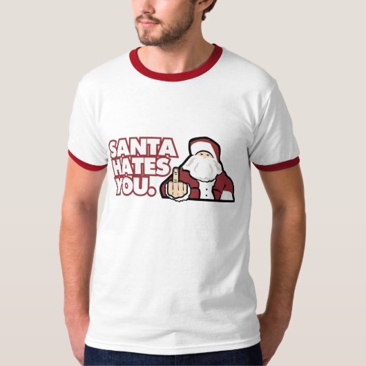 De Kerstman haat je. T-shirt (Voorkant)