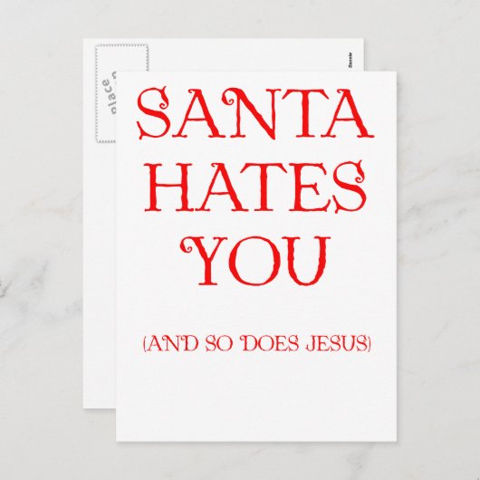 De kerstman haat u feestdagenkaart (Voorkant / Achterkant)