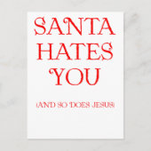De kerstman haat u feestdagenkaart (Voorkant)