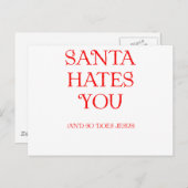 De kerstman haat u feestdagenkaart (Voorkant / Achterkant)