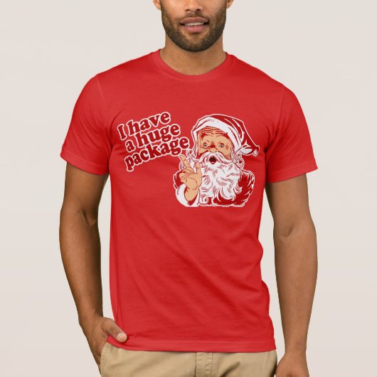 De kerstman heeft een enorm pakket t-shirt (Voorkant)