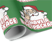 De kerstman heeft een groot pakket cadeaupapier (Rol Hoek)